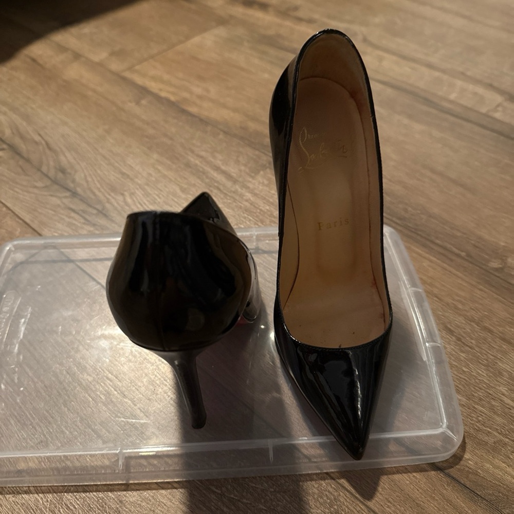 Christian Louboutin Black Patent Leather Heels “So Kate”